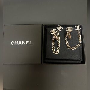 CHANEL Gold and Silver Chain Earrings
